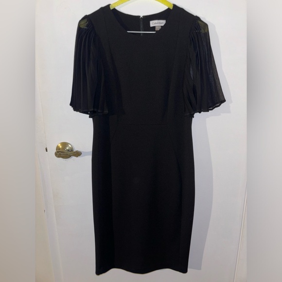Black Calvin Klein Fanned Sleeve Dress - Picture 1 of 4